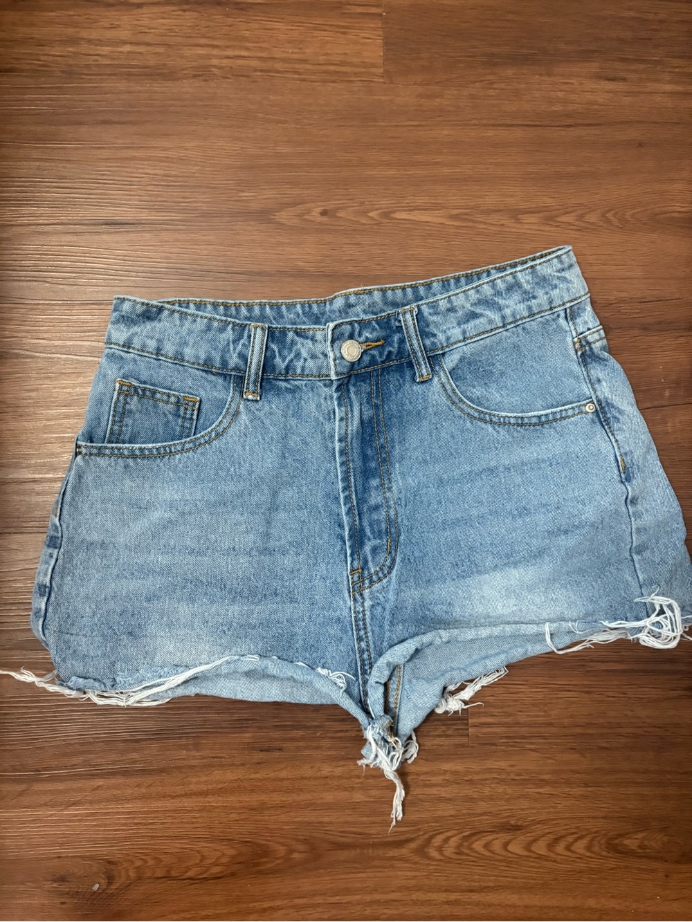 SHEIN Light Blue Distressed Denim Shorts